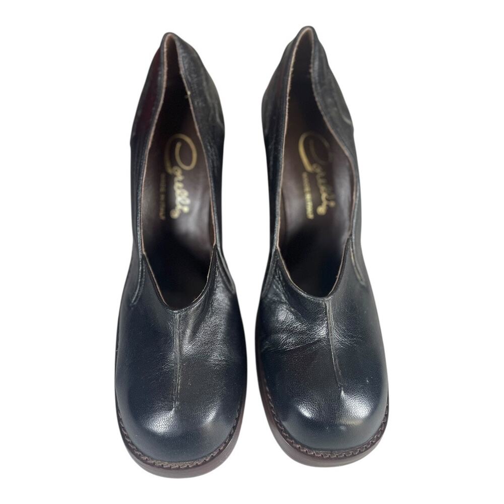Vintage Corellie Women’s Black Leather Platform Heels Size-10B Made In Italy - Picture 3 of 10